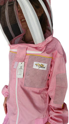 Pink Poly Cotton Semi Ventilated Beekeeping Suit With Fencing Veil & Round Hat Veil - Premium Adult Suits